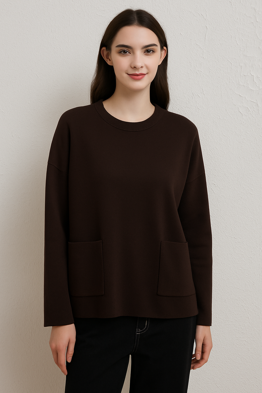 PREMIUM KNIT BASIC JUMPER WITH FRONT POCKETS
