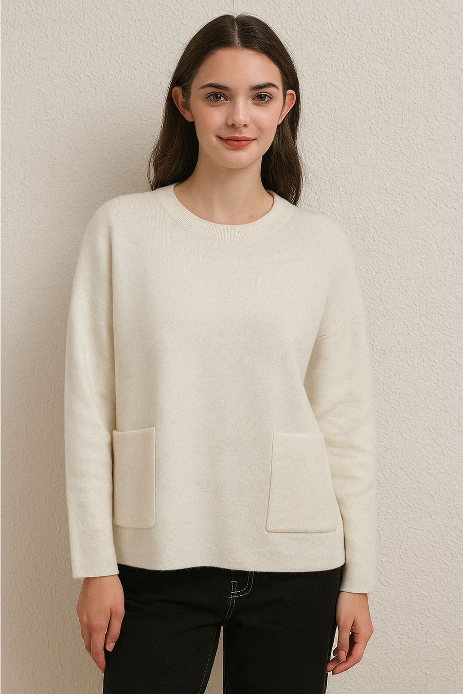 PREMIUM KNIT BASIC JUMPER WITH FRONT POCKETS