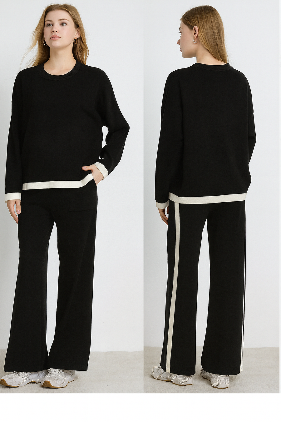 PREMIUM QUALITY KNIT CO-ORD SET WITH CONTRASTING HEMS