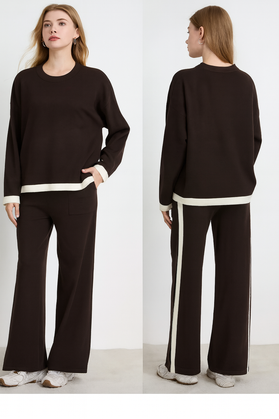 PREMIUM QUALITY KNIT CO-ORD SET WITH CONTRASTING HEMS