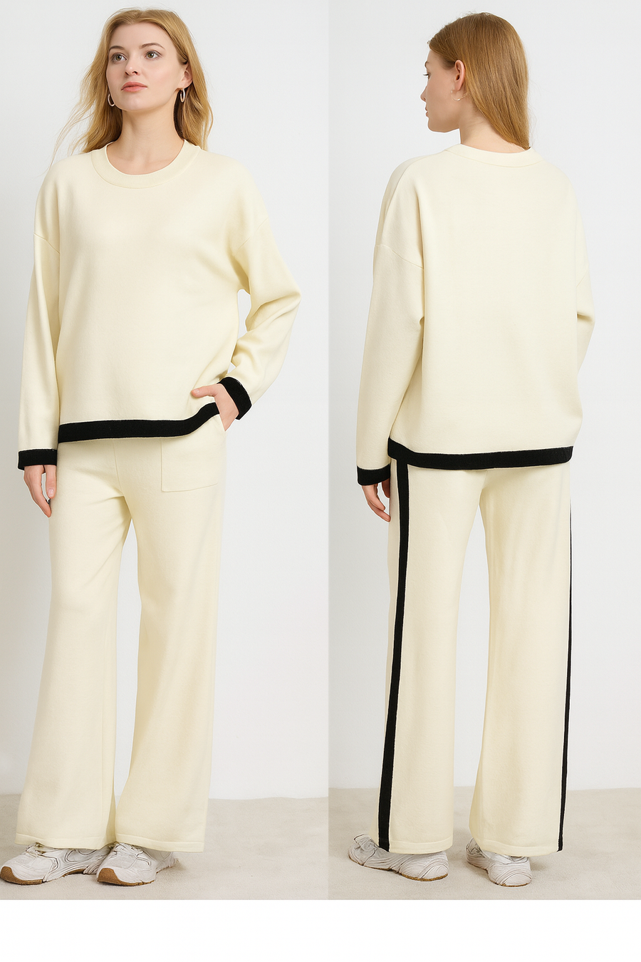 PREMIUM QUALITY KNIT CO-ORD SET WITH CONTRASTING HEMS