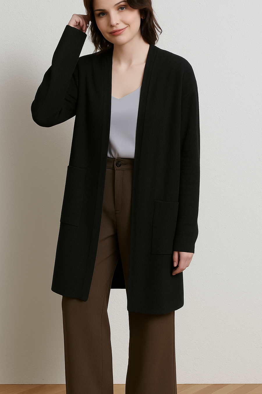 SOFT KNIT HOODED CARDIGAN WITH POCKETS