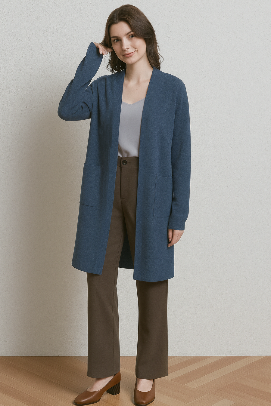 SOFT KNIT HOODED CARDIGAN WITH POCKETS