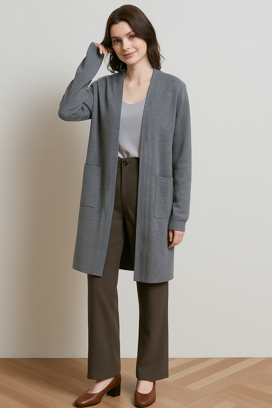 SOFT KNIT HOODED CARDIGAN WITH POCKETS