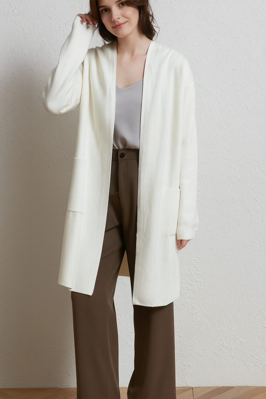 SOFT KNIT HOODED CARDIGAN WITH POCKETS