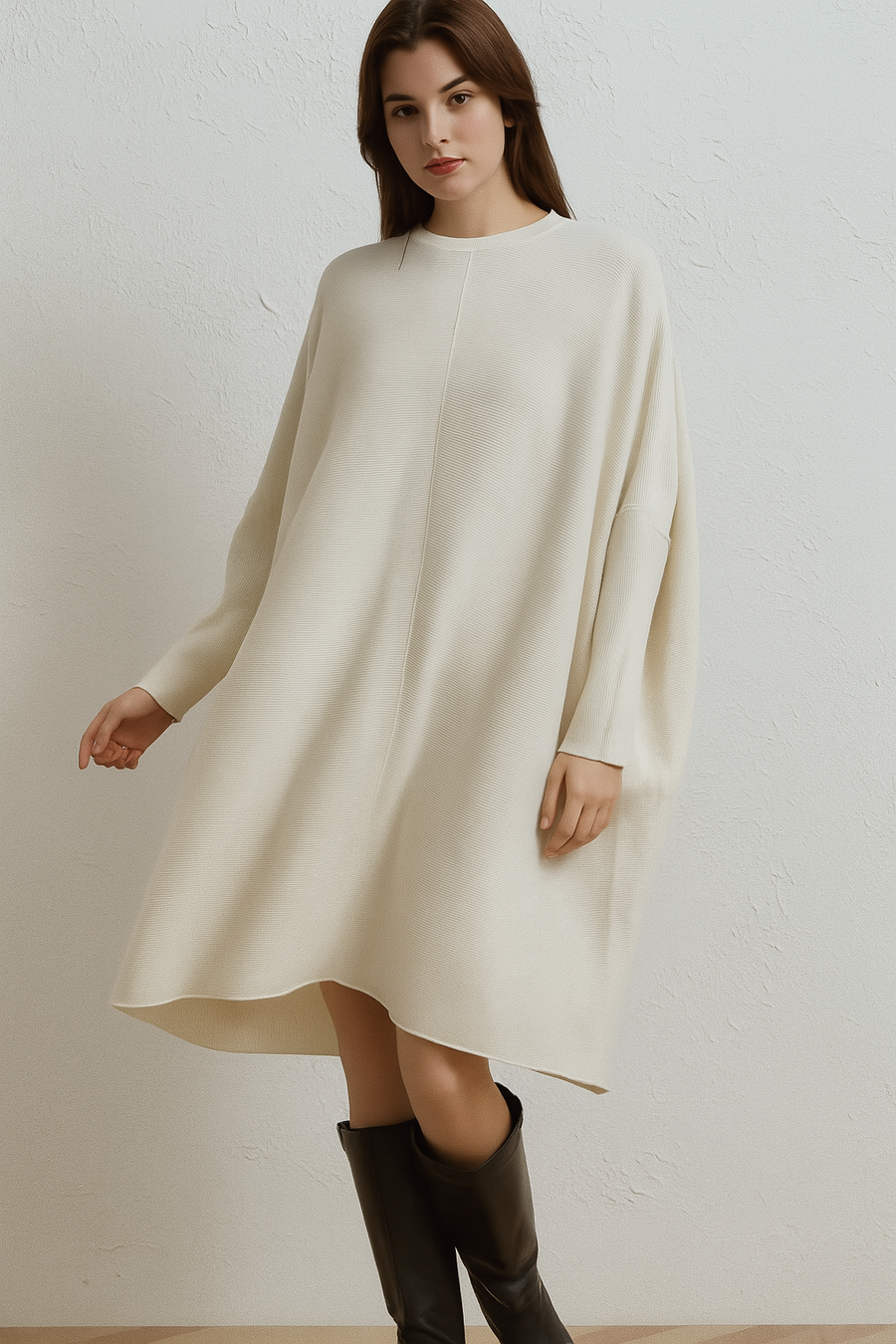 OVERSIZED RIBBED JUMPER DRESS