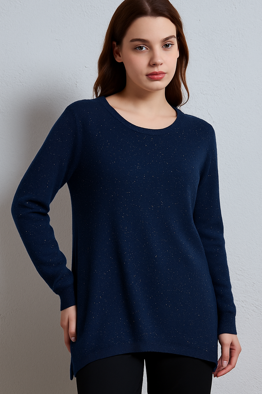 SOFT KNIT JUMPER WITH CRYSTALS ALLOVER FRONT AND SLEEVES