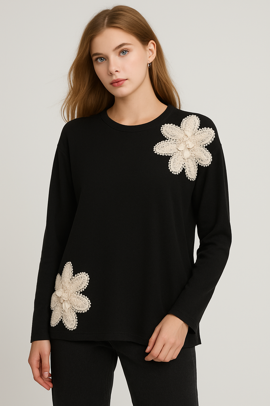 SOFT KNIT JUMPER WITH FLOWER DESIGN