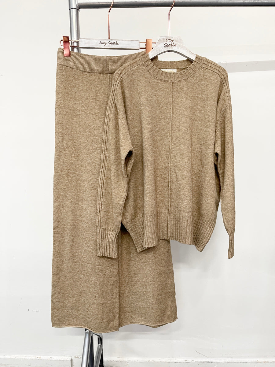 Soft Knit Jumper Matched with Straight Leg Trousers Set