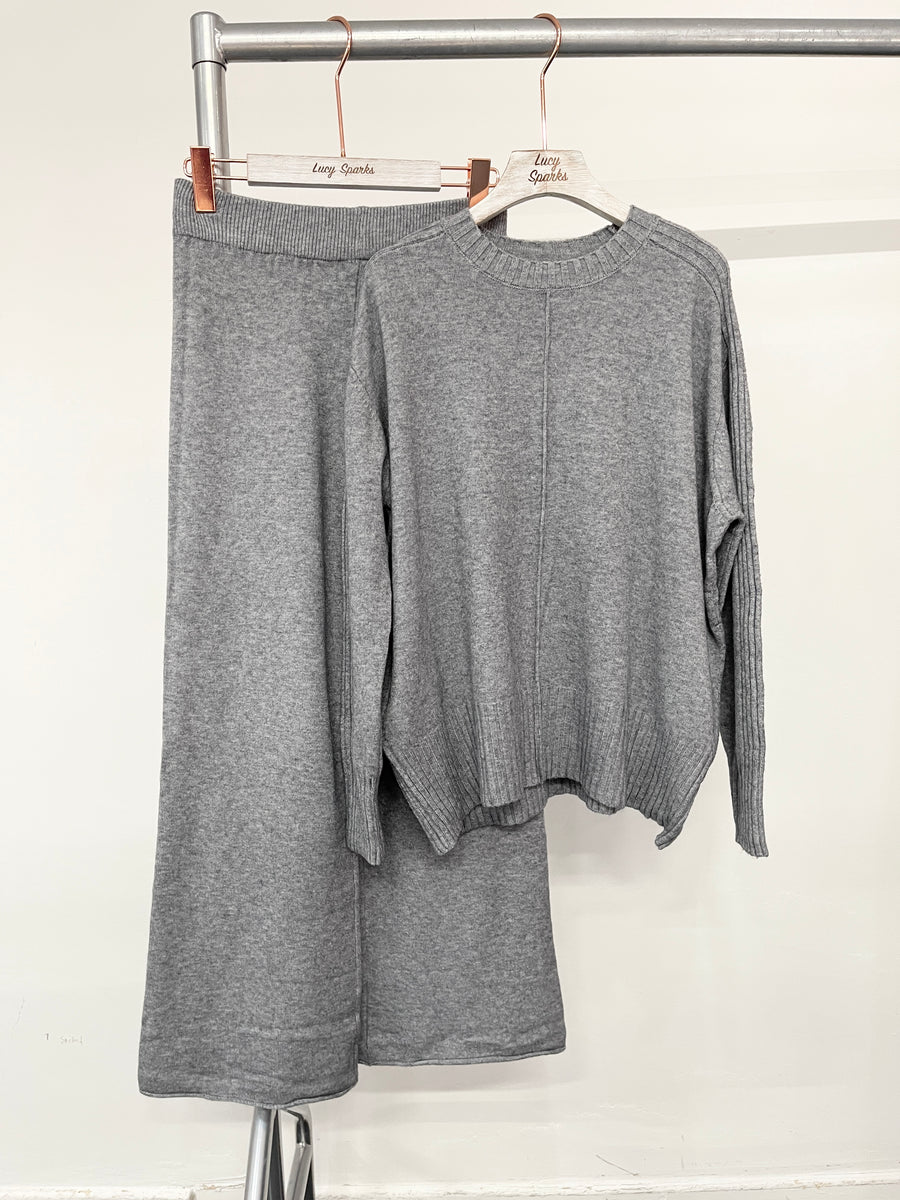 Soft Knit Jumper Matched with Straight Leg Trousers Set