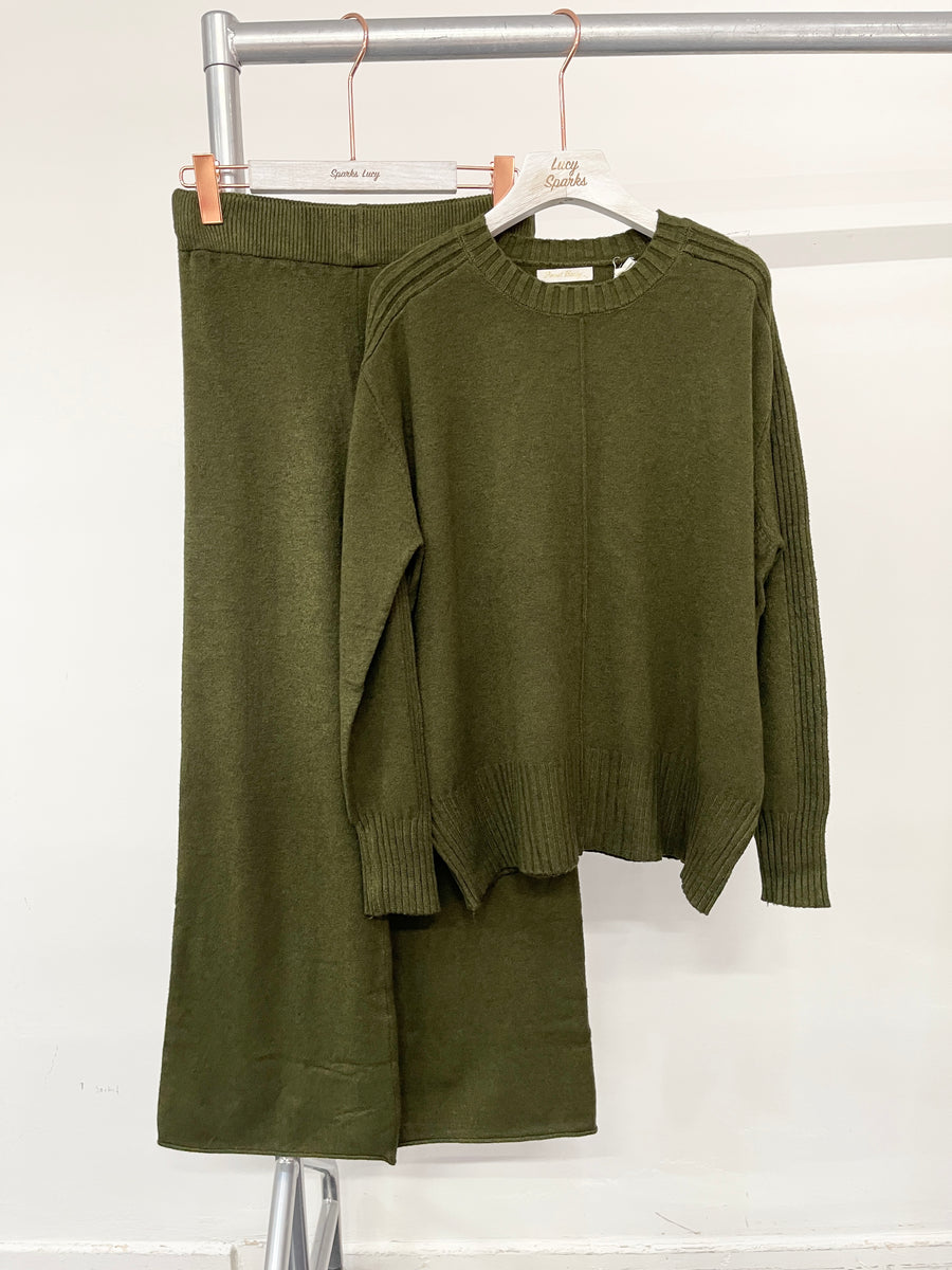 Soft Knit Jumper Matched with Straight Leg Trousers Set