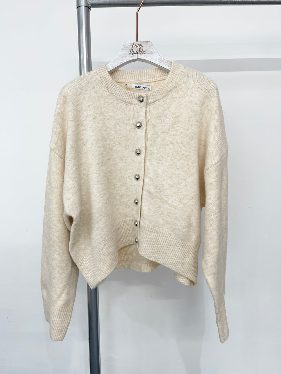 Chunky Knit Wool Blend Button Up Cardigan