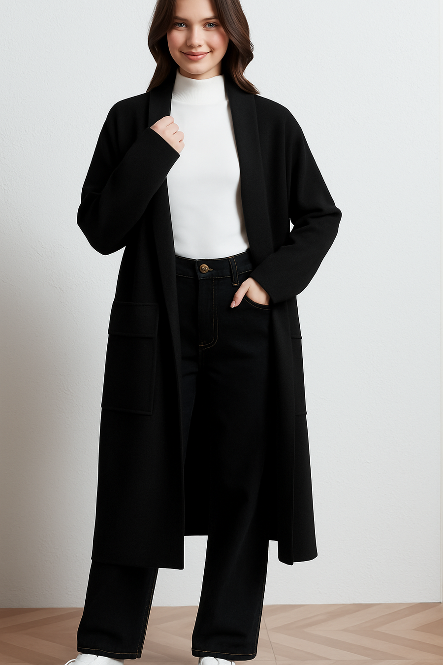 HEAVY KNIT COATIGAN WITH POCKETS