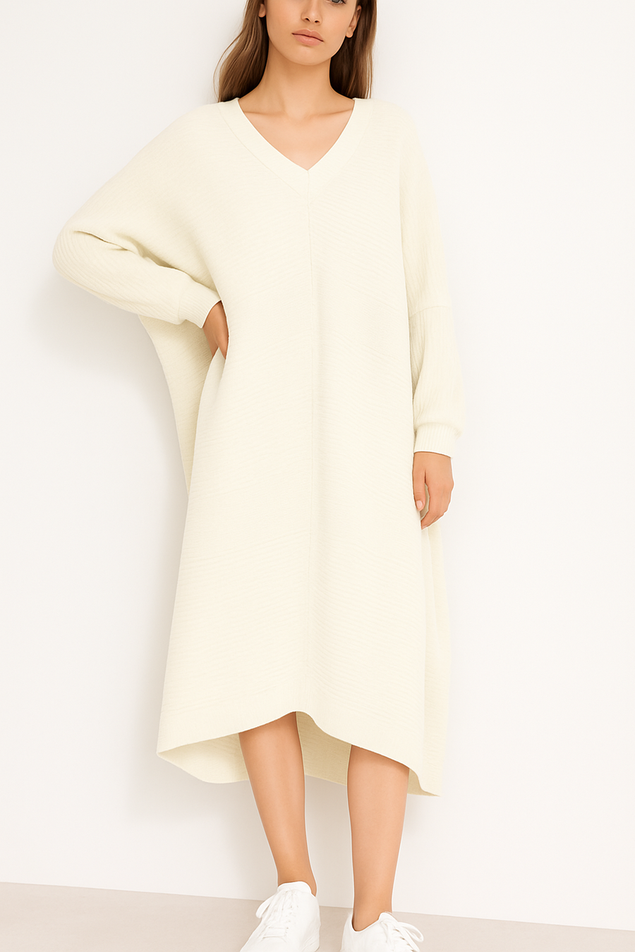 PLUS SIZE SOFT KNIT RIBBED DRESS
