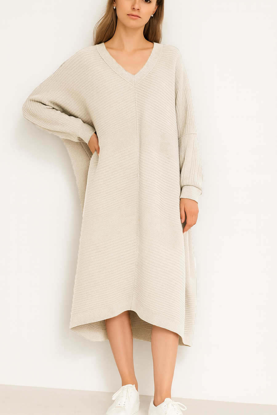 PLUS SIZE SOFT KNIT RIBBED DRESS
