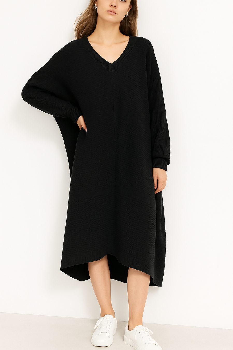 PLUS SIZE SOFT KNIT RIBBED DRESS