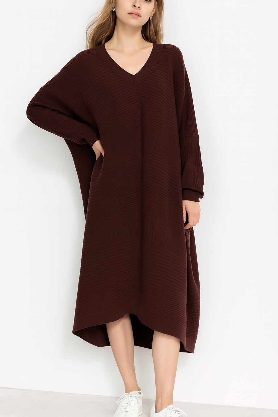 PLUS SIZE SOFT KNIT RIBBED DRESS