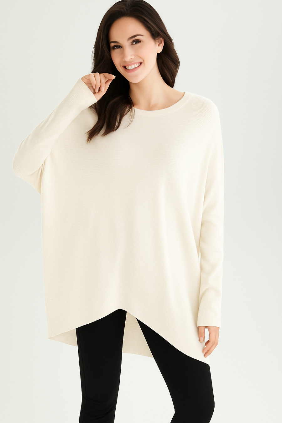 RIBBED OVERSIZED JUMPER WITH LIGHT SPARKLE