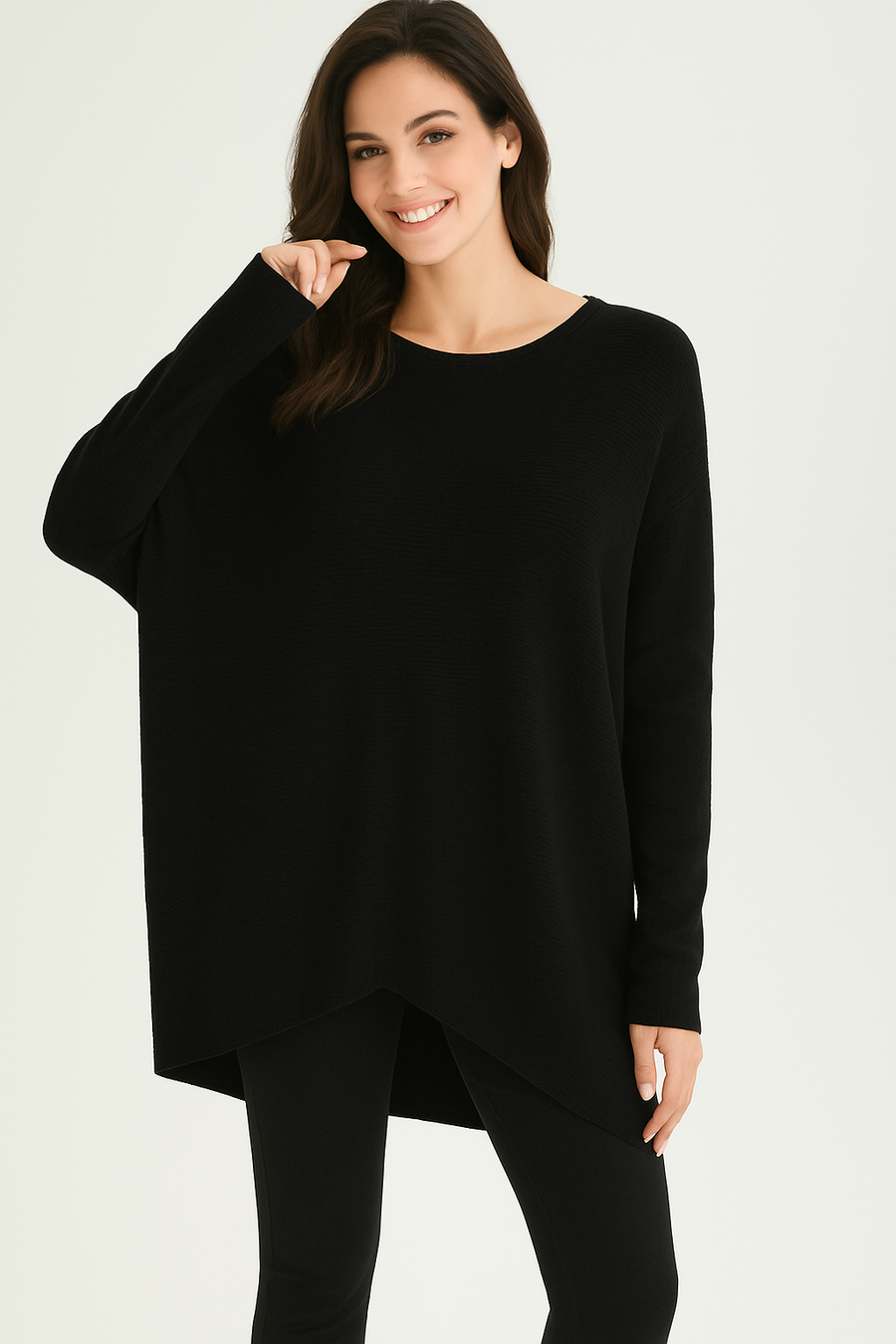 RIBBED OVERSIZED JUMPER WITH LIGHT SPARKLE