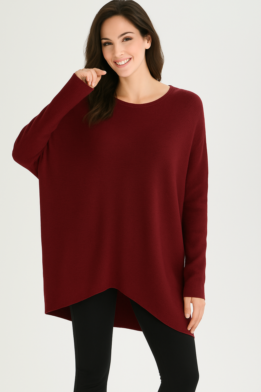 RIBBED OVERSIZED JUMPER WITH LIGHT SPARKLE