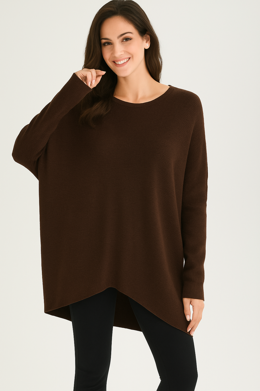 RIBBED OVERSIZED JUMPER WITH LIGHT SPARKLE
