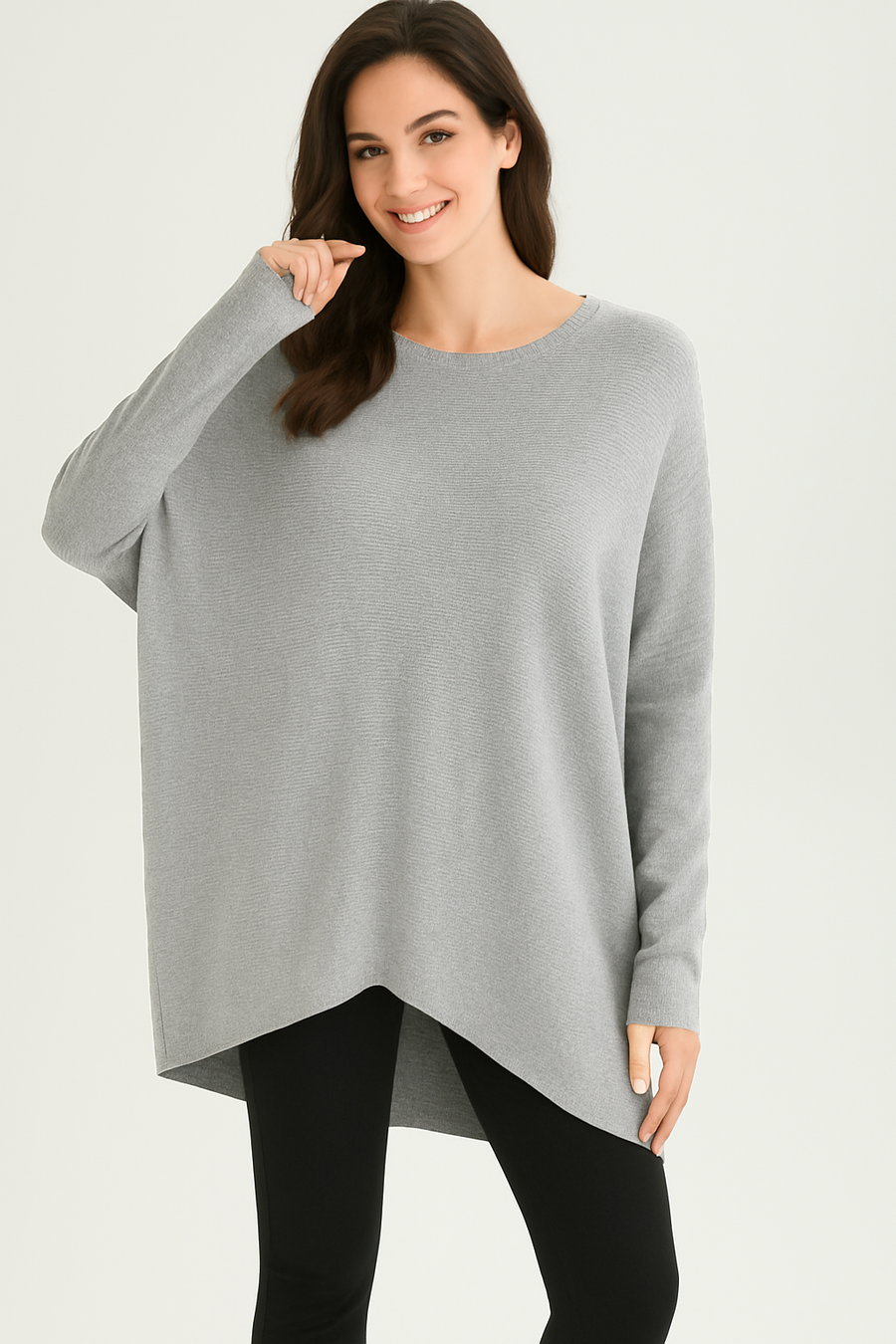 RIBBED OVERSIZED JUMPER WITH LIGHT SPARKLE