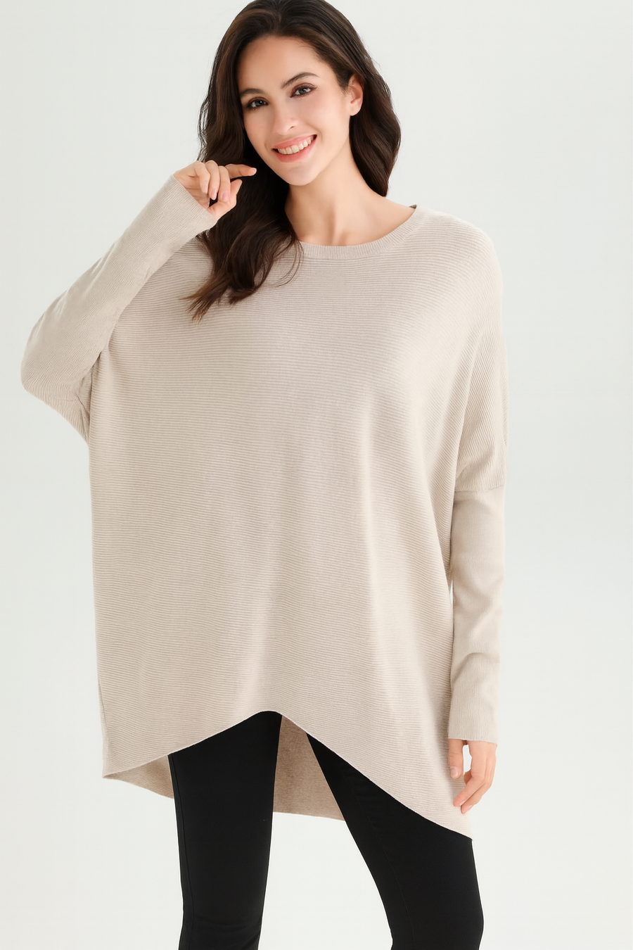 RIBBED OVERSIZED JUMPER WITH LIGHT SPARKLE