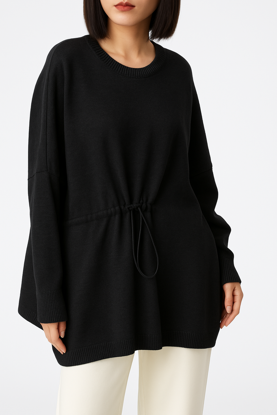 SOFT KNIT OVERSIZED JUMPER WITH RUCHED WAIST