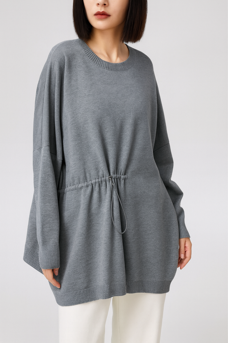 SOFT KNIT OVERSIZED JUMPER WITH RUCHED WAIST