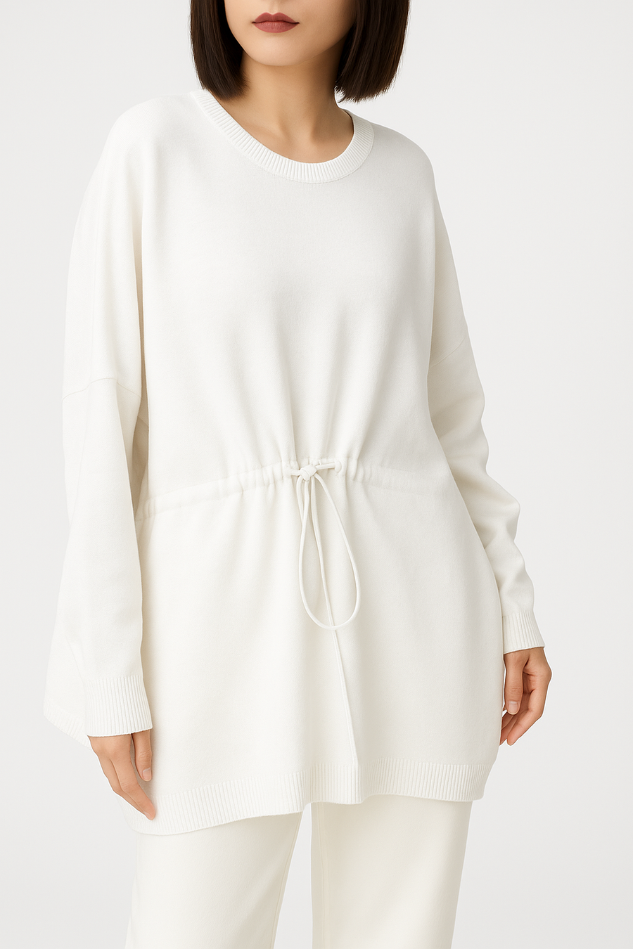 SOFT KNIT OVERSIZED JUMPER WITH RUCHED WAIST