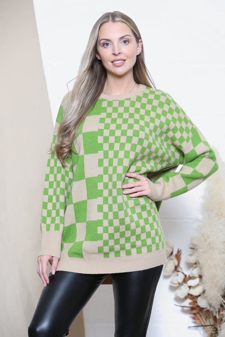 Relaxed fit checker pattern jumper