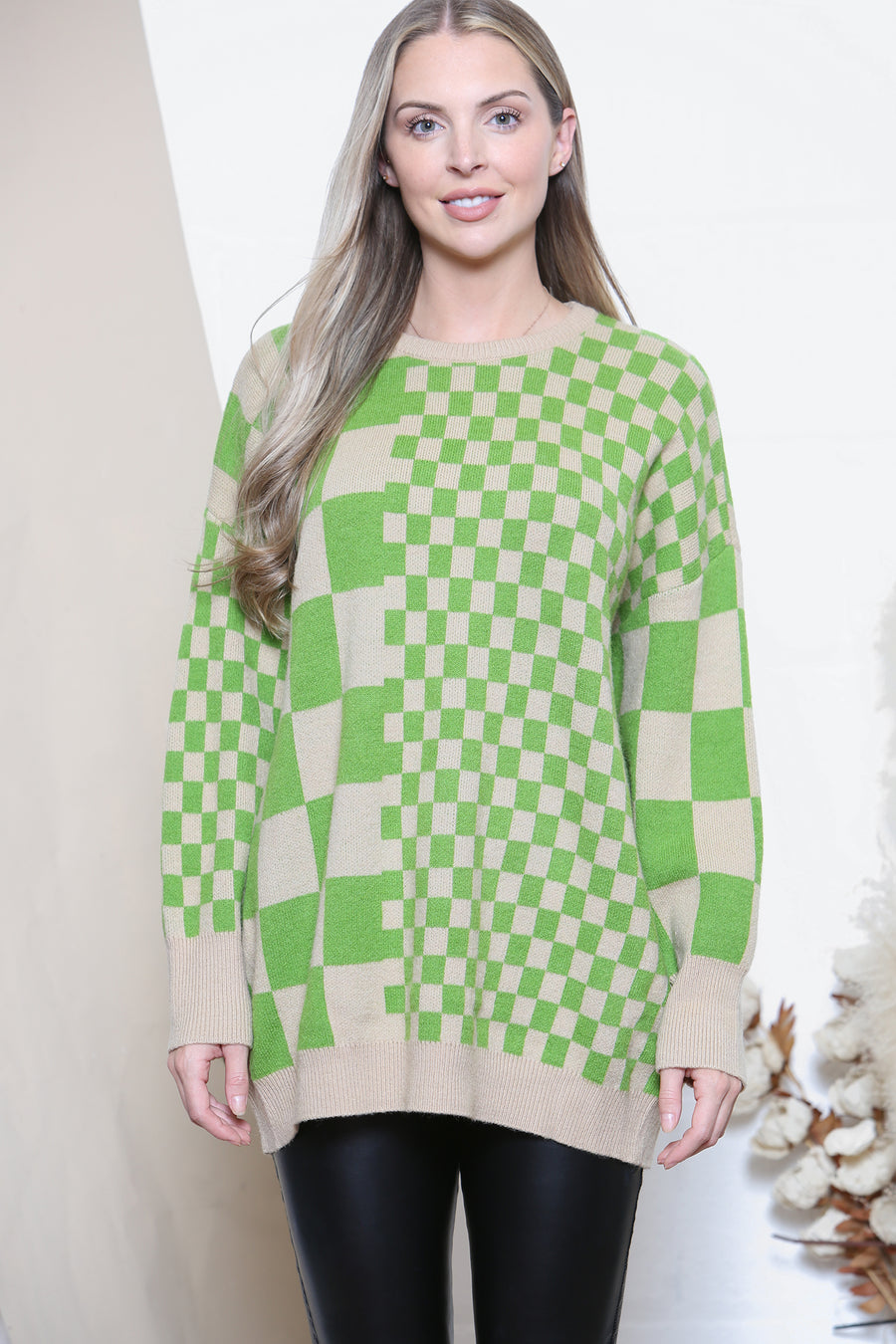 Relaxed fit checker pattern jumper