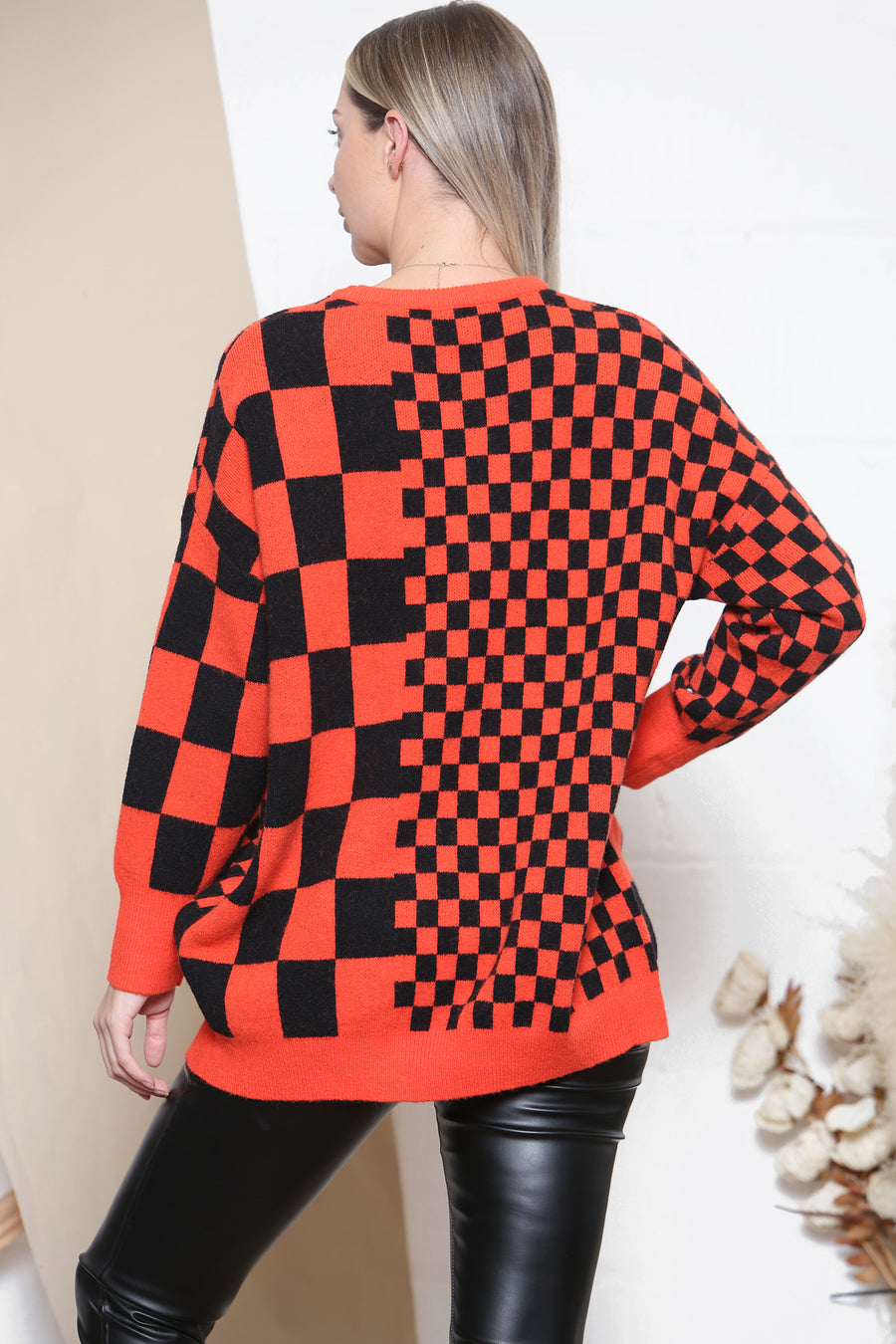 Relaxed fit checker pattern jumper