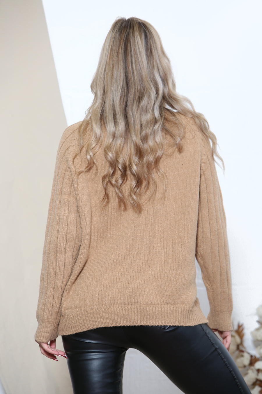 High neck knit jumper