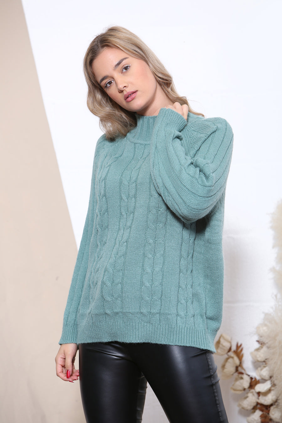 High neck knit jumper