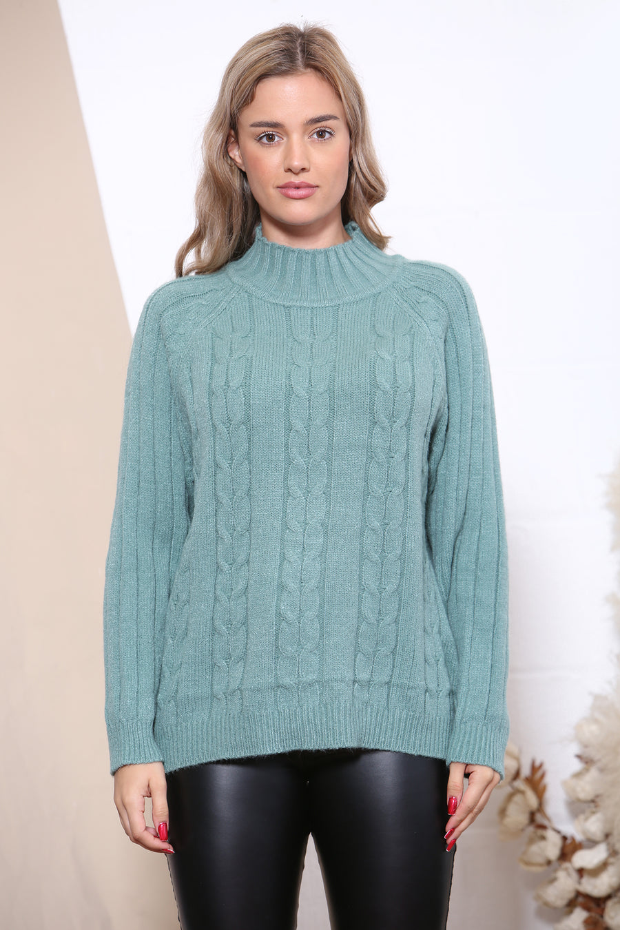 High neck knit jumper