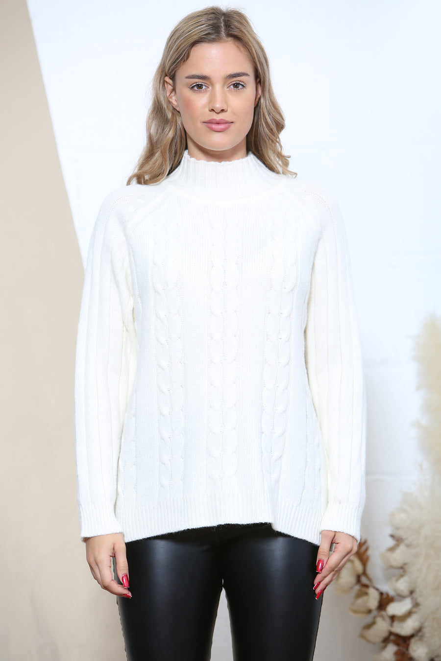 High neck knit jumper