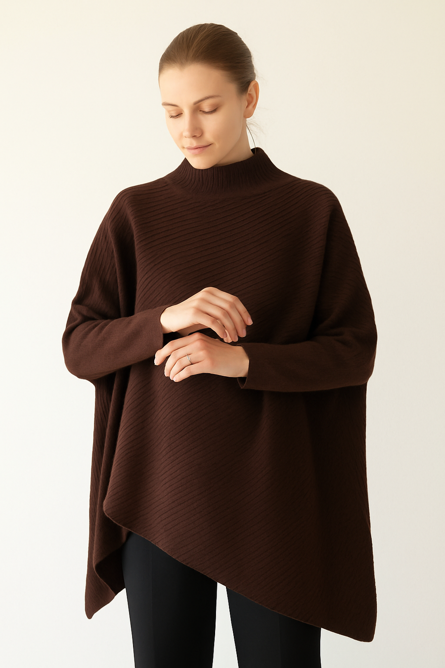 BIAS RIBBED KNIT JUMPER WITH ASYMMETRIC HEM