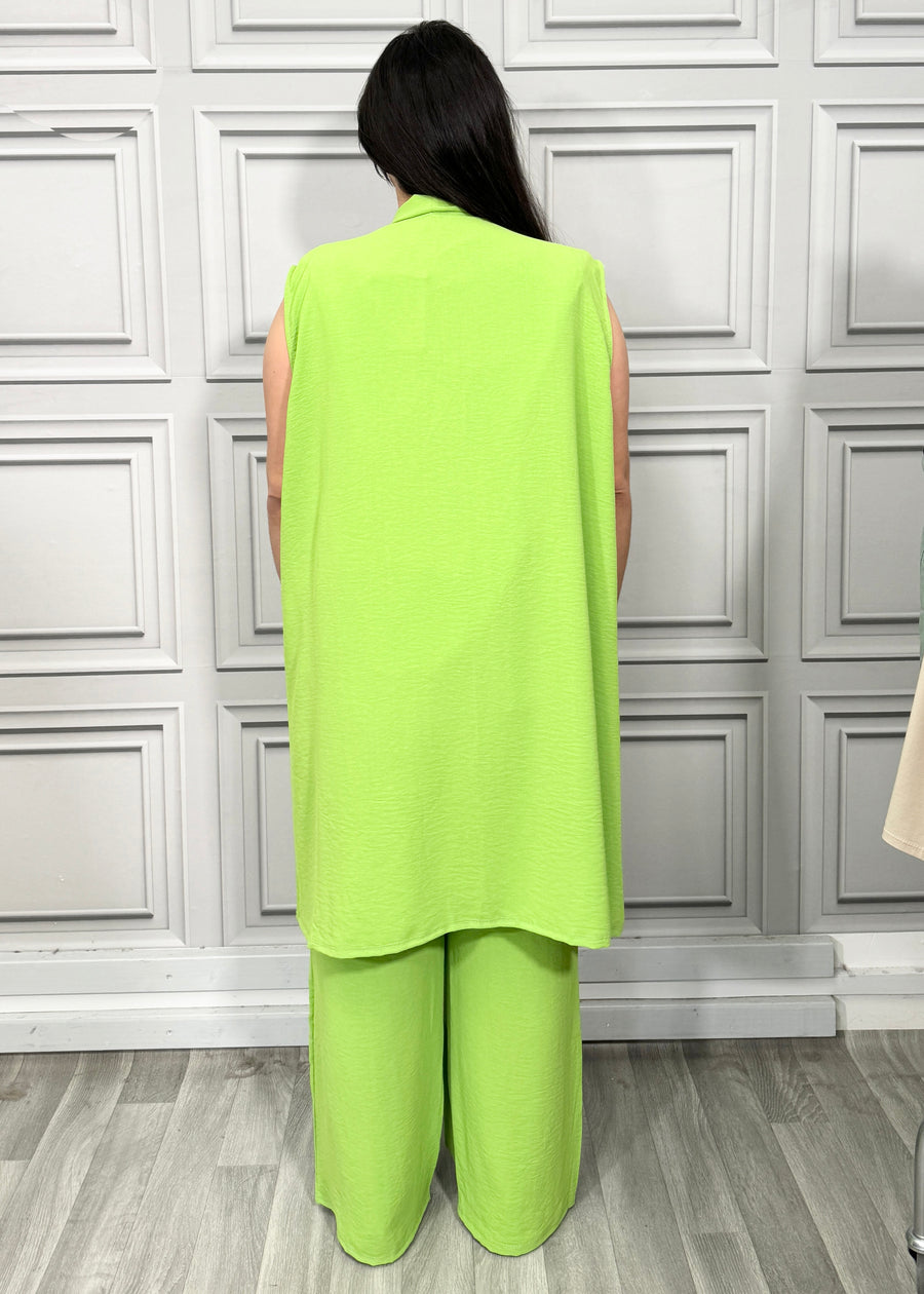 Cardigan Matched with Elasticated Waist Elongated Palazzo Trousers