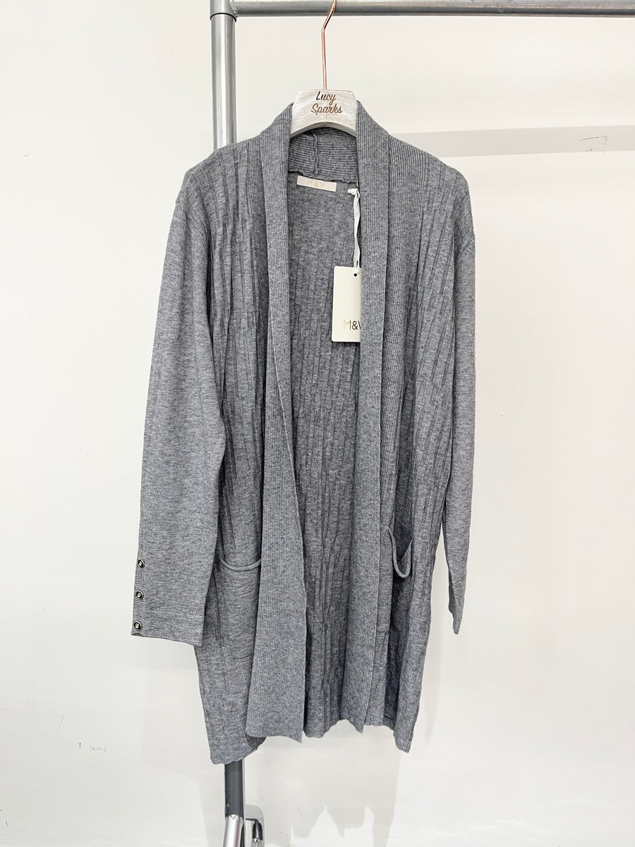 Soft Knit Cardigan With Knitting Design, Buttons On Sleeves And Pockets