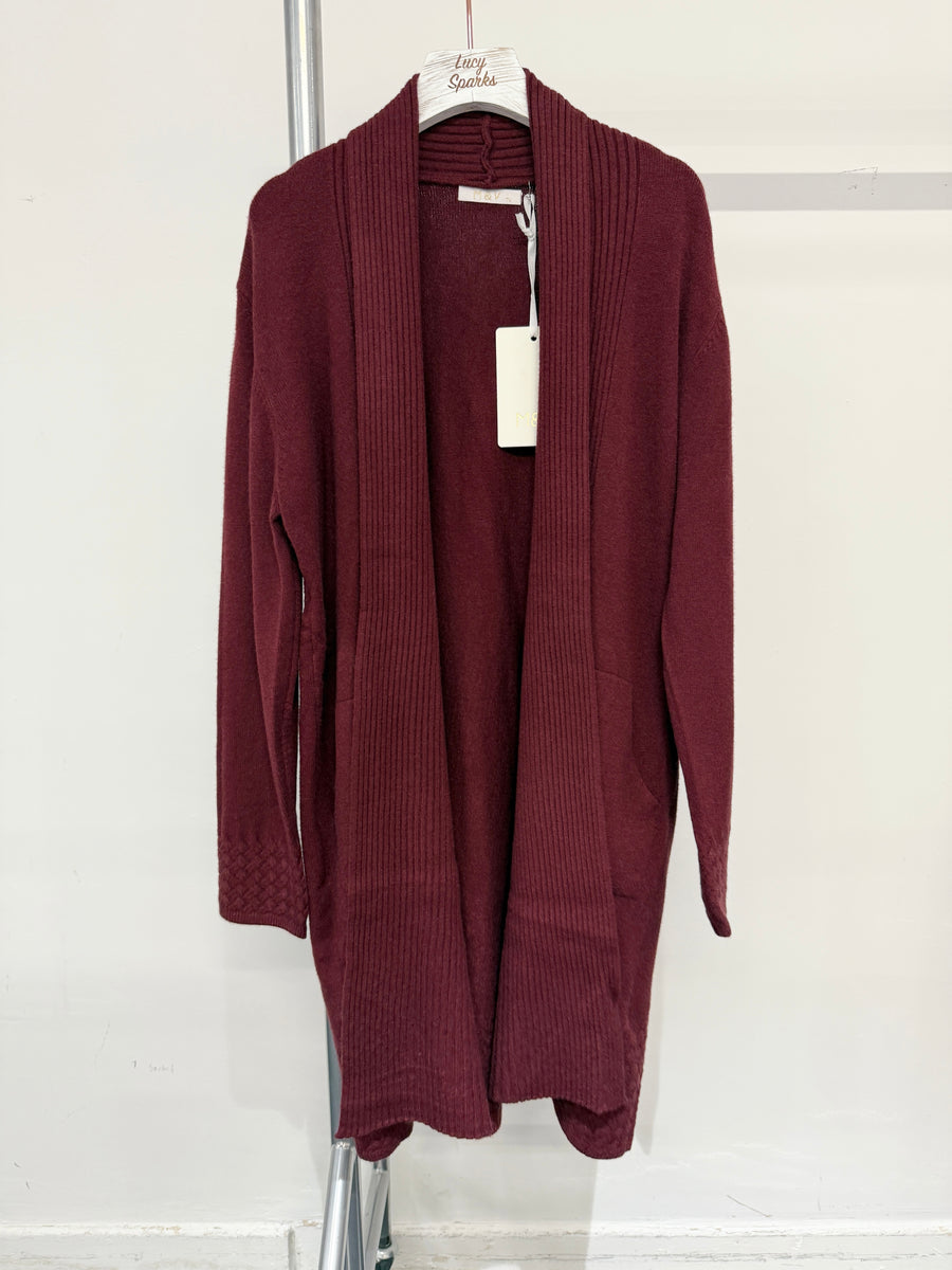 Soft Knit Cardigan With Ribbed Fold, Pockets And Intrecciato Design On Hems