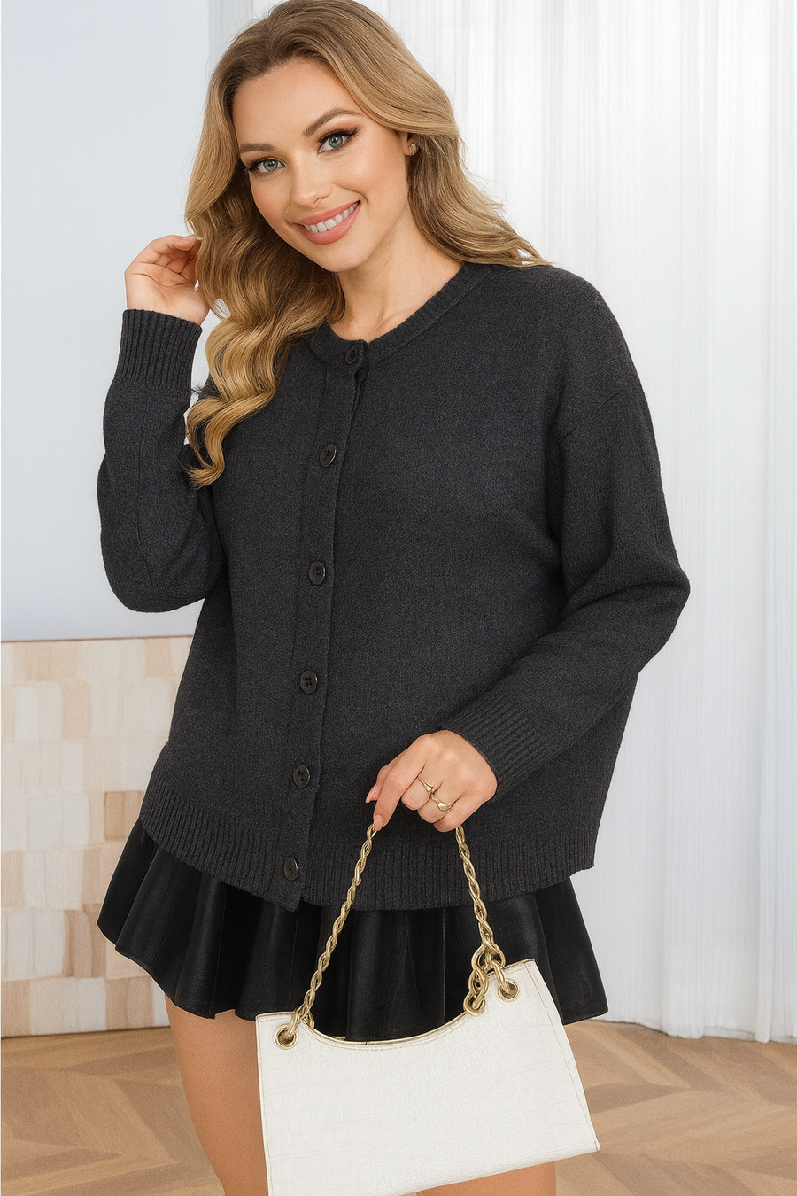 SOFT KNIT BUTTON UP CARDIGAN
