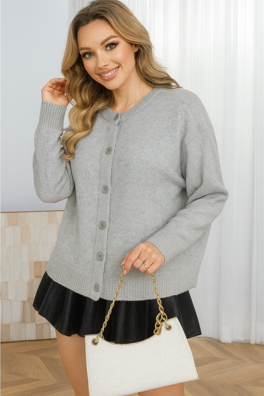 SOFT KNIT BUTTON UP CARDIGAN