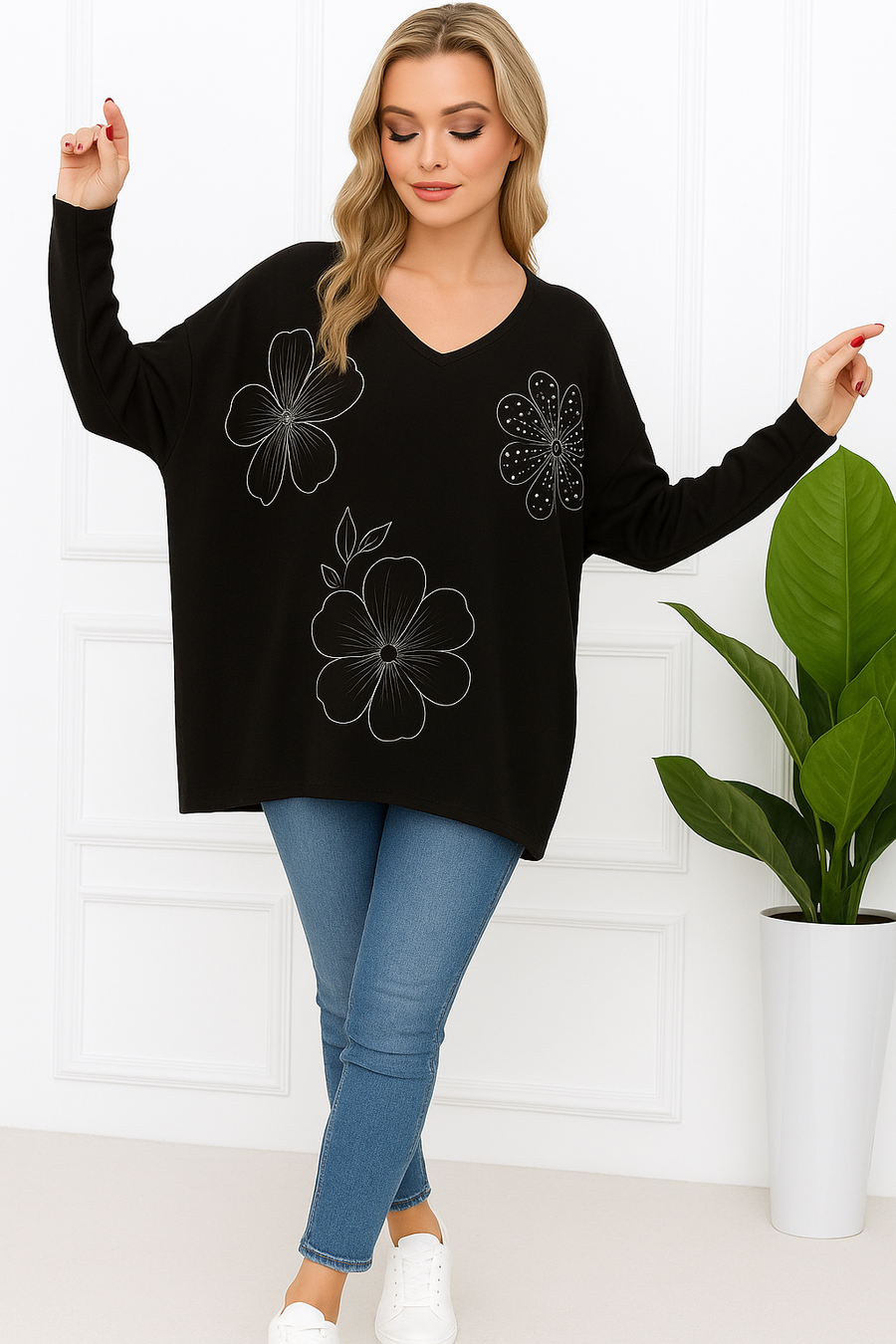 SOFT KNIT JUMPER WITH FLORAL DESIGN