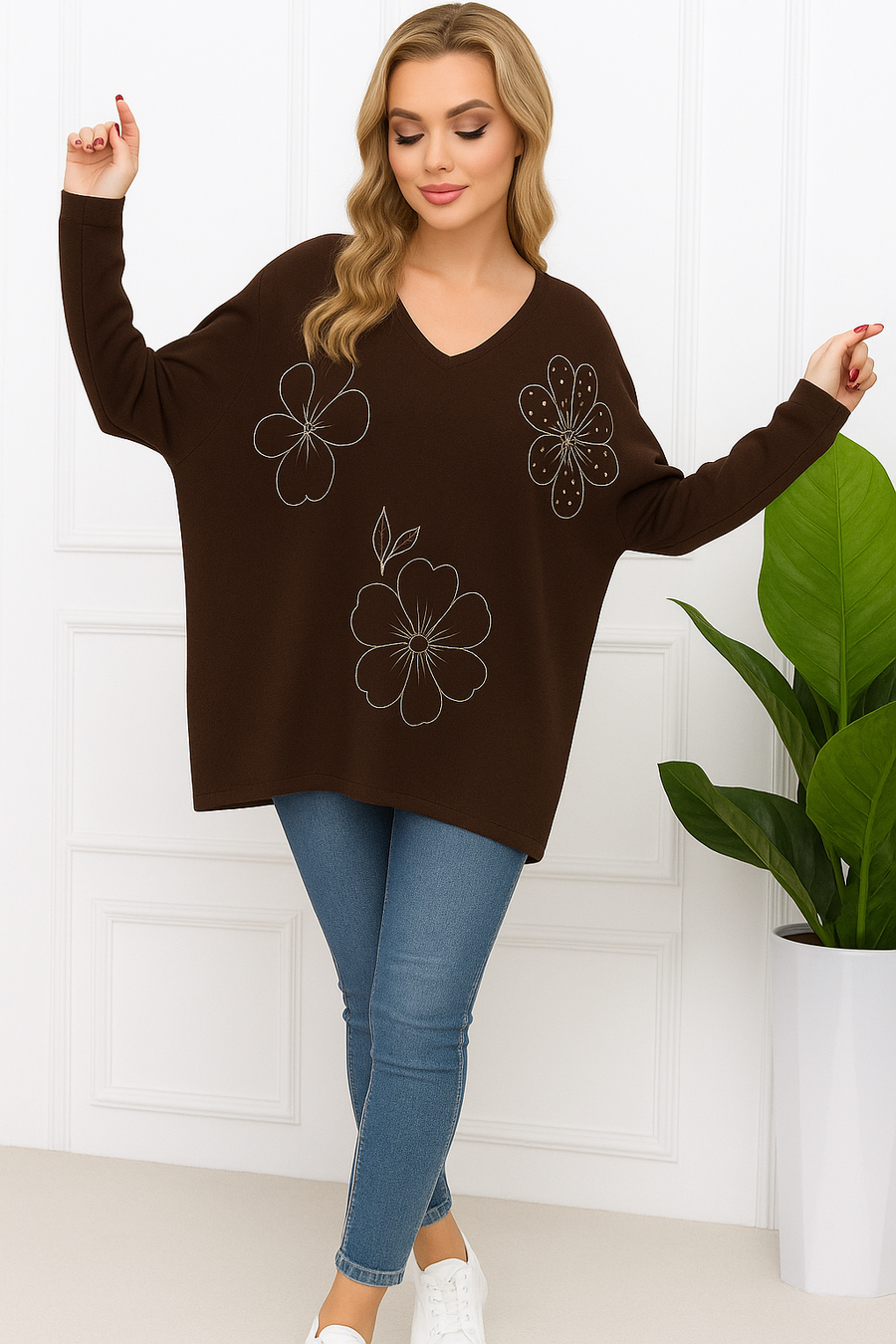 SOFT KNIT JUMPER WITH FLORAL DESIGN
