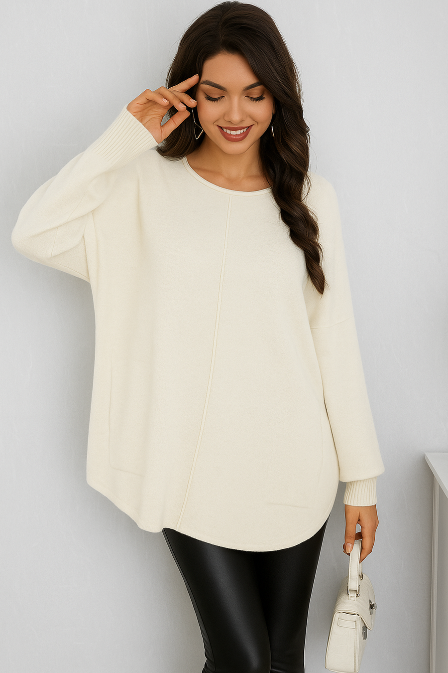 SOFT KNIT PLUS SIZE JUMPER WITH POCKETS
