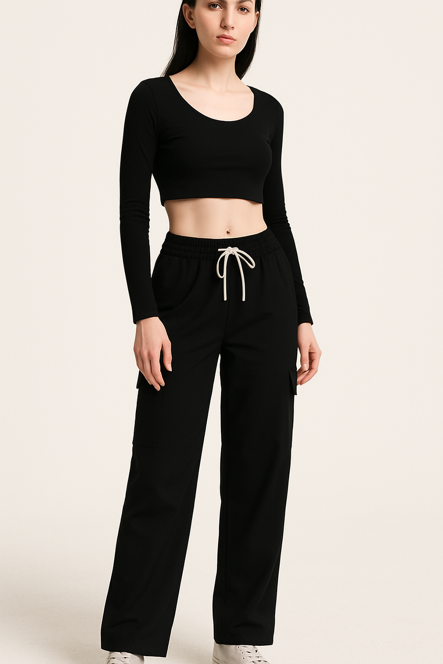 CARGO PANTS WITH ELASTIC WAIST AND DRAWSTRINGS