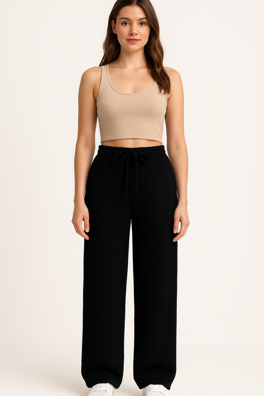 SOFT THIN RIBBED PANTS IN A SPARKLY LUREX KNIT FABRIC SUPER SOFT AND ELASTIC