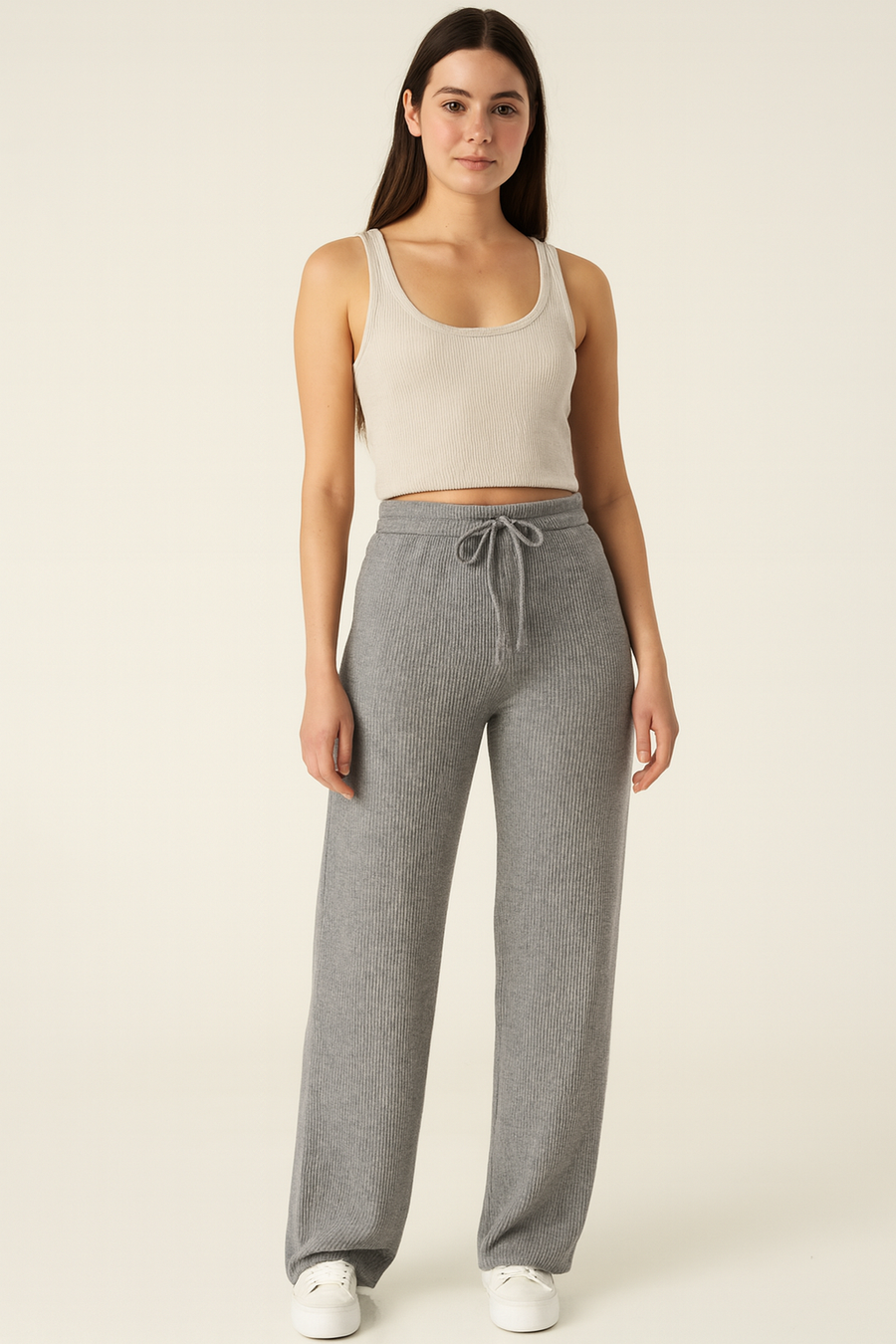 SOFT THIN RIBBED PANTS IN A SPARKLY LUREX KNIT FABRIC SUPER SOFT AND ELASTIC