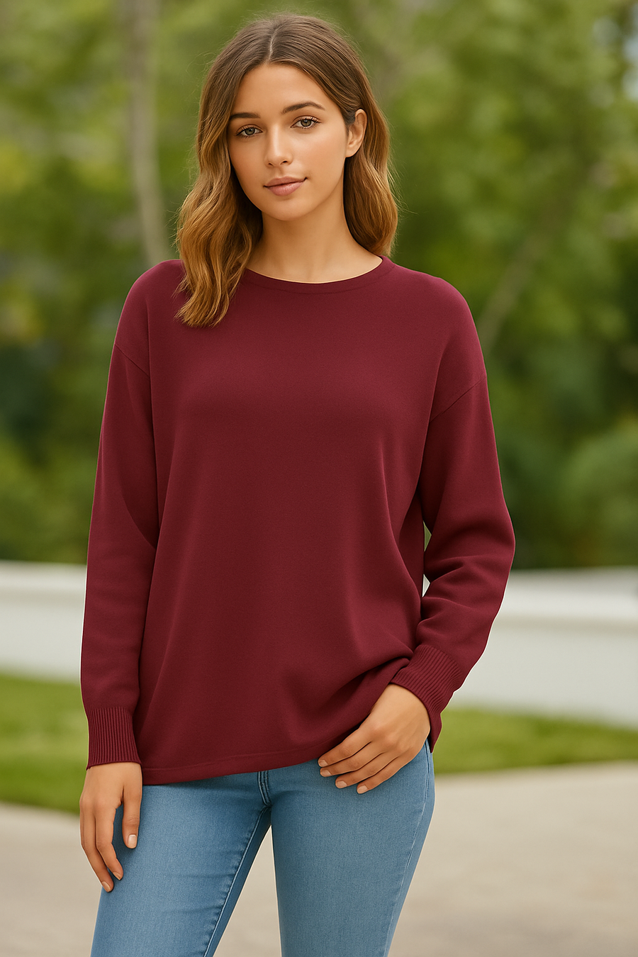 SOFT KNIT BASIC JUMPER WITH BUTTONS ALONG THE CENTRE BACK